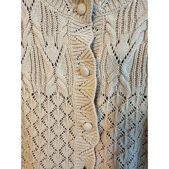 🌴 House of Harlow Crochet Button Cardigan Cable Knit Sweater Size L - Picture 4 of 9